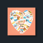 Heart Shaped Photo Collage Family Photos Canvas Print<br><div class="desc">Turn your favorite photos and snapshots into a treasured keepsake. This wrapped canvas wall art is ready for you to upload 28 photos. The photos are arranged in a heart shape in simple white instant photo style frames. The collage is set against a melon or coral colored background. Looking for...</div>