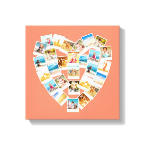 Heart Shaped Photo Collage Family Photos Canvas Print