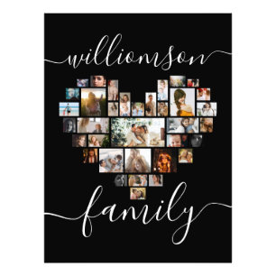 Heart Shaped Photo Collage Family Script  Print