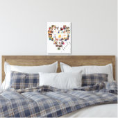 Heart Shaped Photo Collage Family Script White Canvas Print (Insitu(Bedroom))