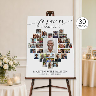 Heart Shaped Photo Collage Forever in Our Hearts Foam Board