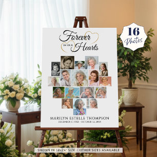 Heart Shaped Photo Collage Funeral Memorial Foam Board