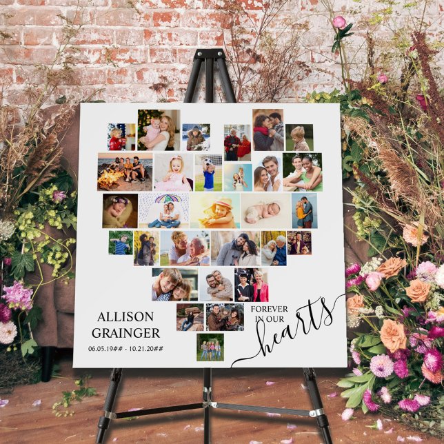 Heart Shaped Photo Collage Funeral Memorial Foam Board (Creator Uploaded)