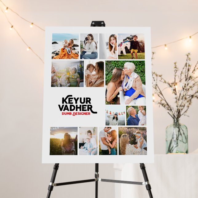 Heart Shaped Photo Collage Funeral Memorial  Foam Board (In Situ (Stand))