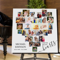 Heart Shaped Photo Collage Funeral Memorial Square Foam Board