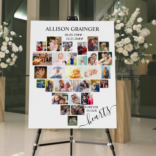 Heart Shaped Photo Collage Funeral Memory Board