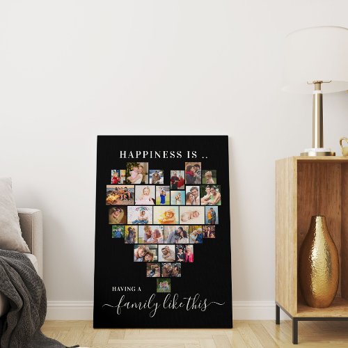  Heart Shaped Photo Collage Happiness is  Family Canvas Print