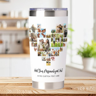 Heart Shaped Photo Collage Insulated Tumbler