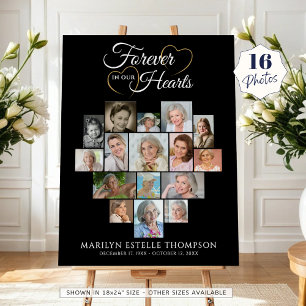 Heart Shaped Photo Collage Memorial Funeral Foam Board