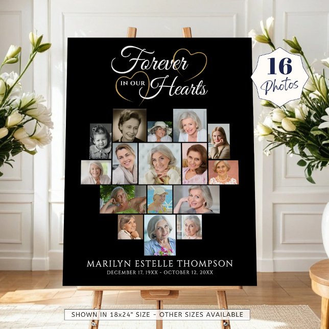 Heart Shaped Photo Collage Memorial Funeral Foam Board (Creator Uploaded)