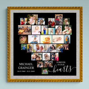 Heart Shaped Photo Collage Memorial Funeral Poster