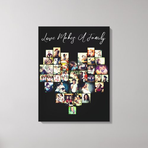 Heart shaped photo collage mosaic grid picture canvas print