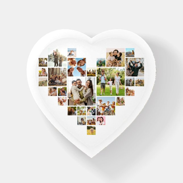 Heart Shaped Photo Collage Paperweight (Front)