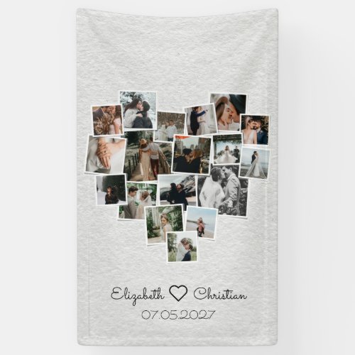 Heart Shaped Photo Collage Romantic Wedding Banner