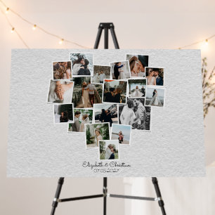 Heart Shaped Photo Collage Romantic Wedding Foam B Board