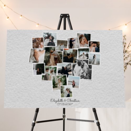 Heart Shaped Photo Collage Romantic Wedding Foam B Foam Board