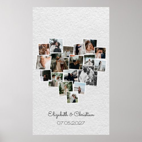 Heart Shaped Photo Collage Romantic Wedding  Poster