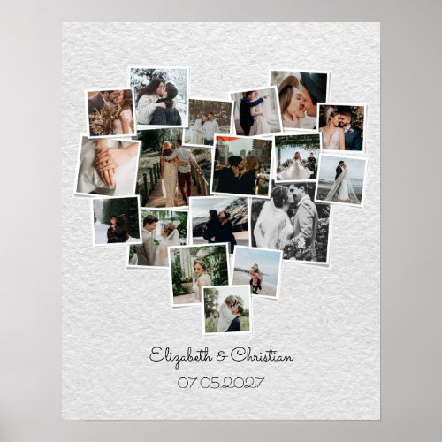 Heart Shaped Photo Collage Romantic Wedding  Poster