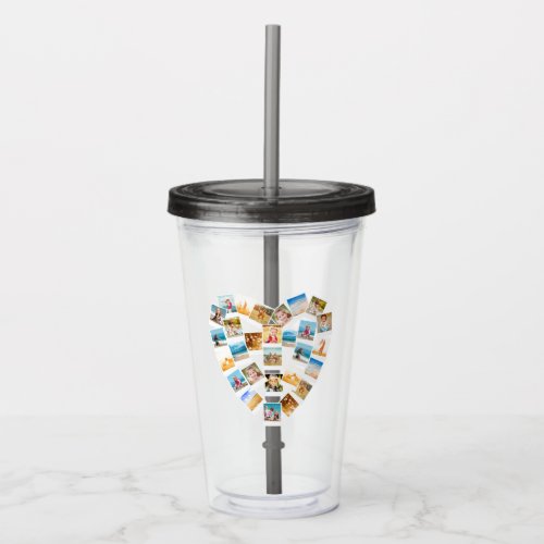 Heart Shaped Photo Collage To Go Cup Tumbler