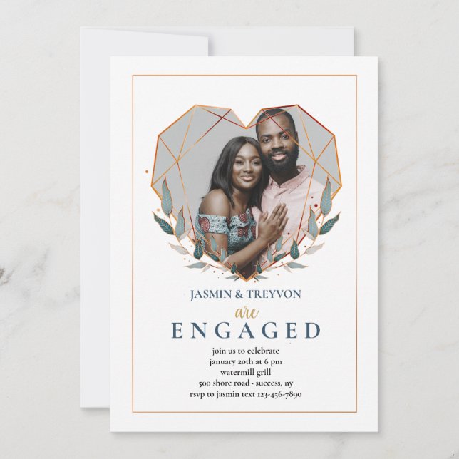 Heart Shaped Photo Engagement Invitation (Front)