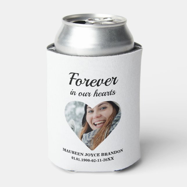 Heart shaped photo Forever in our hearts Can Cooler (Can Front)