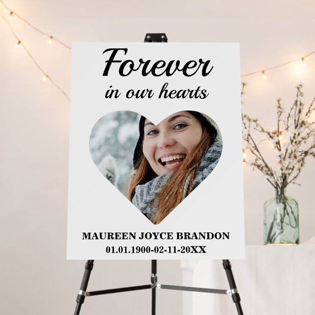 Heart shaped photo Forever in our hearts Foam Board (In Situ (Stand))
