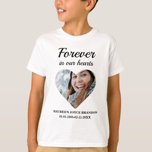 Heart shaped photo Forever in our hearts T_Shirt