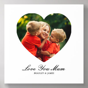 Heart Shaped Photo Love You Mum Personalized Acrylic Photo Tile