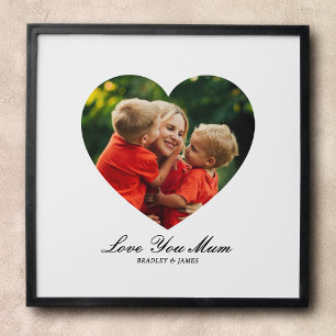 Heart Shaped Photo Love You Mum Personalized Peel And Stick Photo Tile