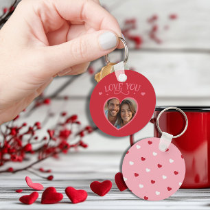 Heart-Shaped Photo LOVE YOU Valentine's Keychain