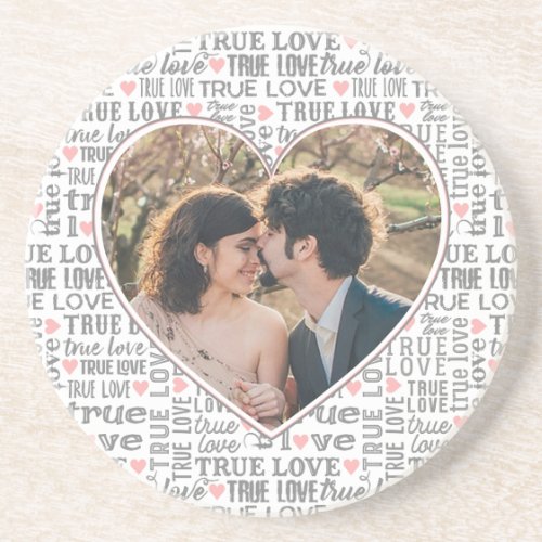 Heart Shaped Photo True Love Valentines or Wedding Coaster