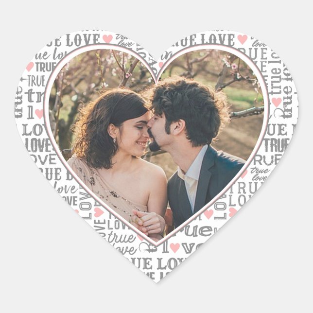 Heart Shaped Photo True Love Valentines or Wedding Heart Sticker (Front)