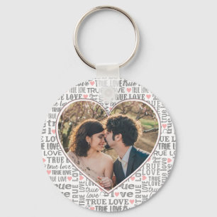 Heart Shaped Photo True Love Valentines or Wedding Keychain