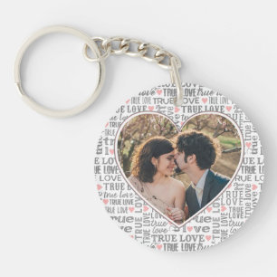 Heart Shaped Photo True Love Valentines or Wedding Keychain