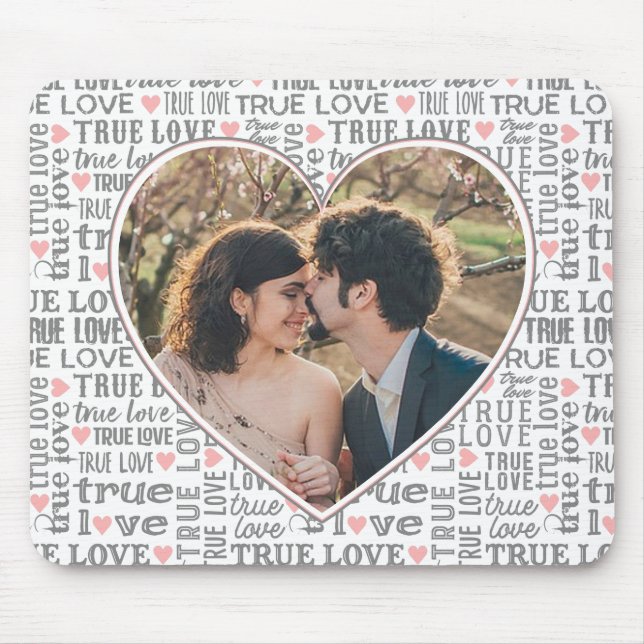 Heart Shaped Photo True Love Valentines or Wedding Mouse Pad (Front)