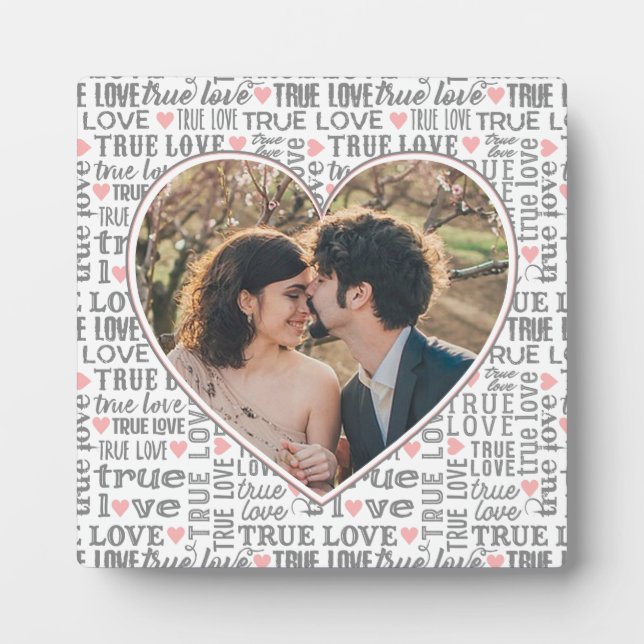 Heart Shaped Photo True Love Valentines or Wedding Plaque (Front)