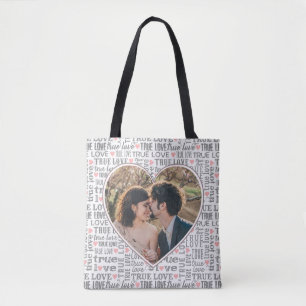 Heart Shaped Photo True Love Valentines or Wedding Tote Bag