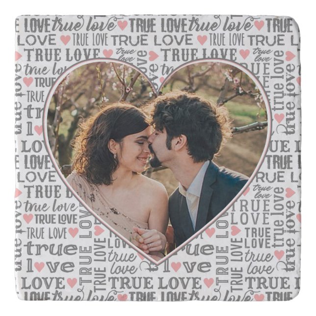 Heart Shaped Photo True Love Valentines or Wedding Trivet (Front)