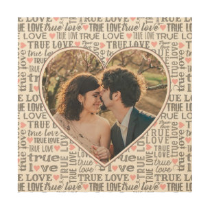Heart Shaped Photo True Love Valentines or Wedding Wood Wall Art