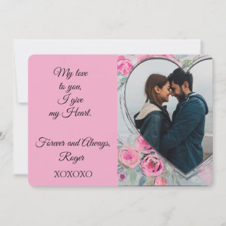 Heart Shaped Photo Valentines Flat Holiday Card