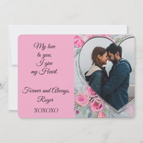 Heart Shaped Photo Valentines Flat Holiday Card