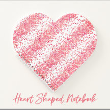 Heart Shaped Pink Glitter Sparkle Spiral Notebook