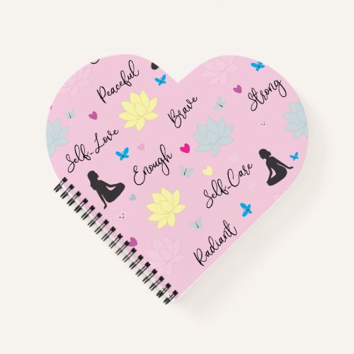 Heart Shaped| Pink Lotus Self-Love Affirmations Notebook