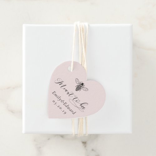 Heart Shaped Pink Meant to Bee Wedding Favor Tags
