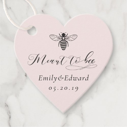 Heart Shaped Pink Meant to Bee Wedding Favor Tags