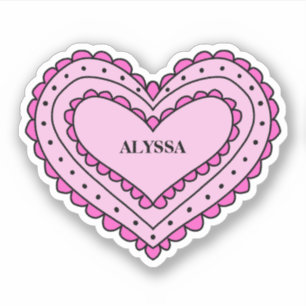 Heart Shaped Pink Name Sticker for Girls