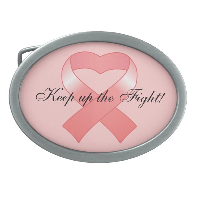 Heart-Shaped Pink Ribbon Belt Buckle (Front)