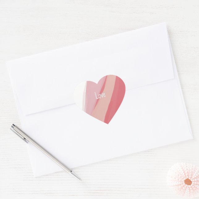Heart Shaped Pink Watercolor  Heart Sticker (Envelope)