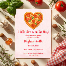 Heart Shaped Pizza Baby Shower Invitation