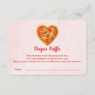 Heart Shaped Pizza Diaper Raffle Insert   Red Thank You Card